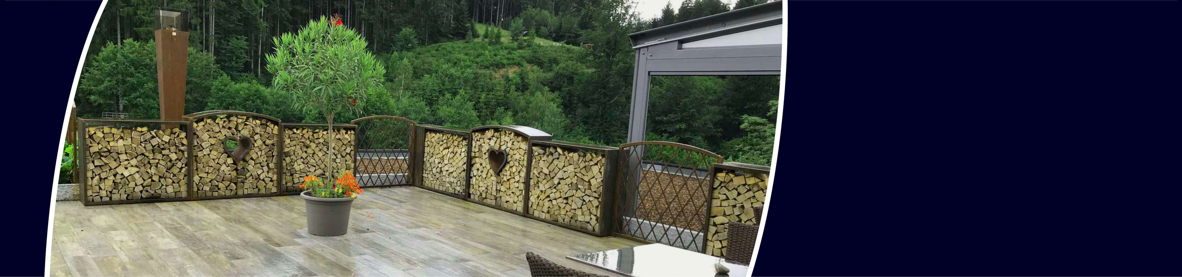 Kaminholzregal aus Metall, Edelrost Garten
